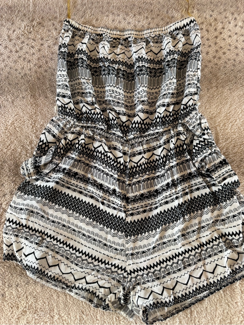 Trixxi Ivory and Black Patterned Girls romper